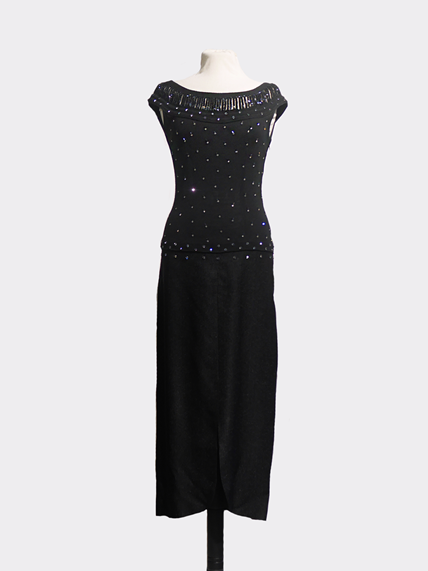 60s Black Wool Cocktail Dress