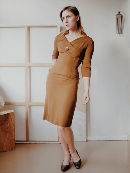 50s Brown Cocktail Dress